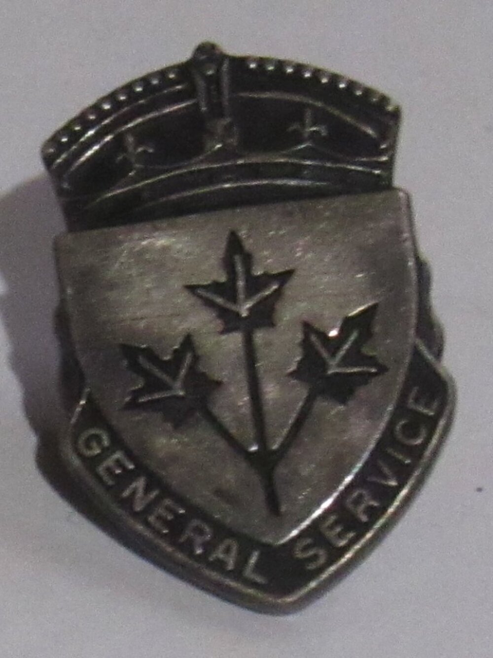 Canadian WWII General Service Pin #27996 Sterling Silver Military Canada  X451